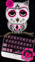 Sugar Skull Owl Keyboard Theme syot layar 2