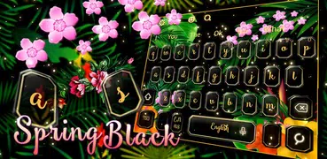 Spring Black Flower Keyboard
