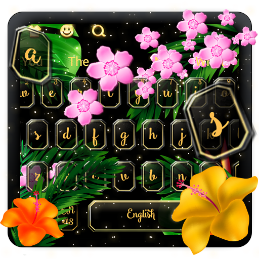 Spring Black Flower Keyboard