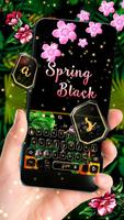 Spring Black Flower Keyboard โปสเตอร์