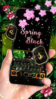 Spring Black Flower Keyboard ポスター