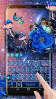 Starry Blue Flower Keyboard poster