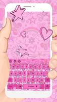 Pink heart art keyboard Affiche