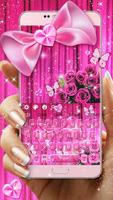 Pink Bowknot Glitter Keyboard Affiche