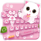 Gato rosado encantador teclado icono