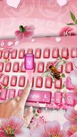 pink flower keyboard bee sakura rose plakat