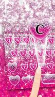 Pink Glitter Love Heart Affiche