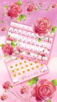 Pink Rose Flower Keyboard Affiche