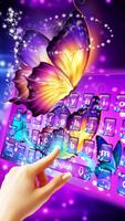 Neon Butterfly Keyboard Theme پوسٹر