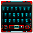 red robot keyboard blue neon ícone