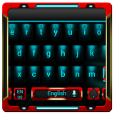 red robot keyboard blue neon ícone
