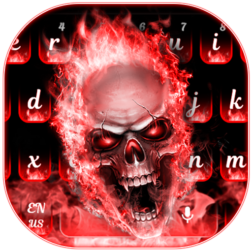 Red Flame Skeleton Keyboard