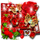 Red Rose Gold Butterfly Keyboard Theme APK