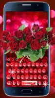 लाल गुलाब फूल कीबोर्ड थीम पोस्टर