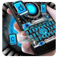 time travel future keyboard ai robot blue