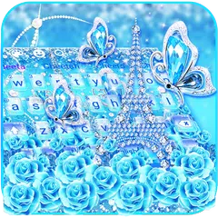 Turquoise Diamond Butterfly Keyboard Theme APK download