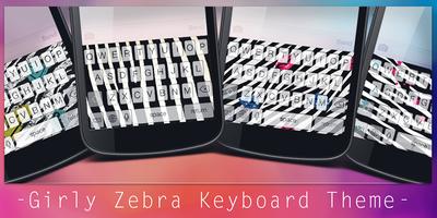 Girly Zebra Keyboard Theme Affiche