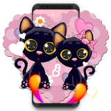 Gato negro de dibujos animados icono