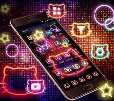 Neon Kitty Wallpaper &amp; Icons imagem de tela 1