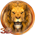 3D altın kralı aslan teması simgesi