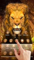 3D golden king lion theme पोस्टर