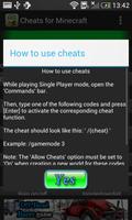 Cheat codes for Minecraft تصوير الشاشة 2