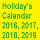 Holidays Calendar 2016, 2017, 2018, 2019 APK