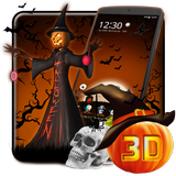 3D Halloween Pumpkin Night Theme icône