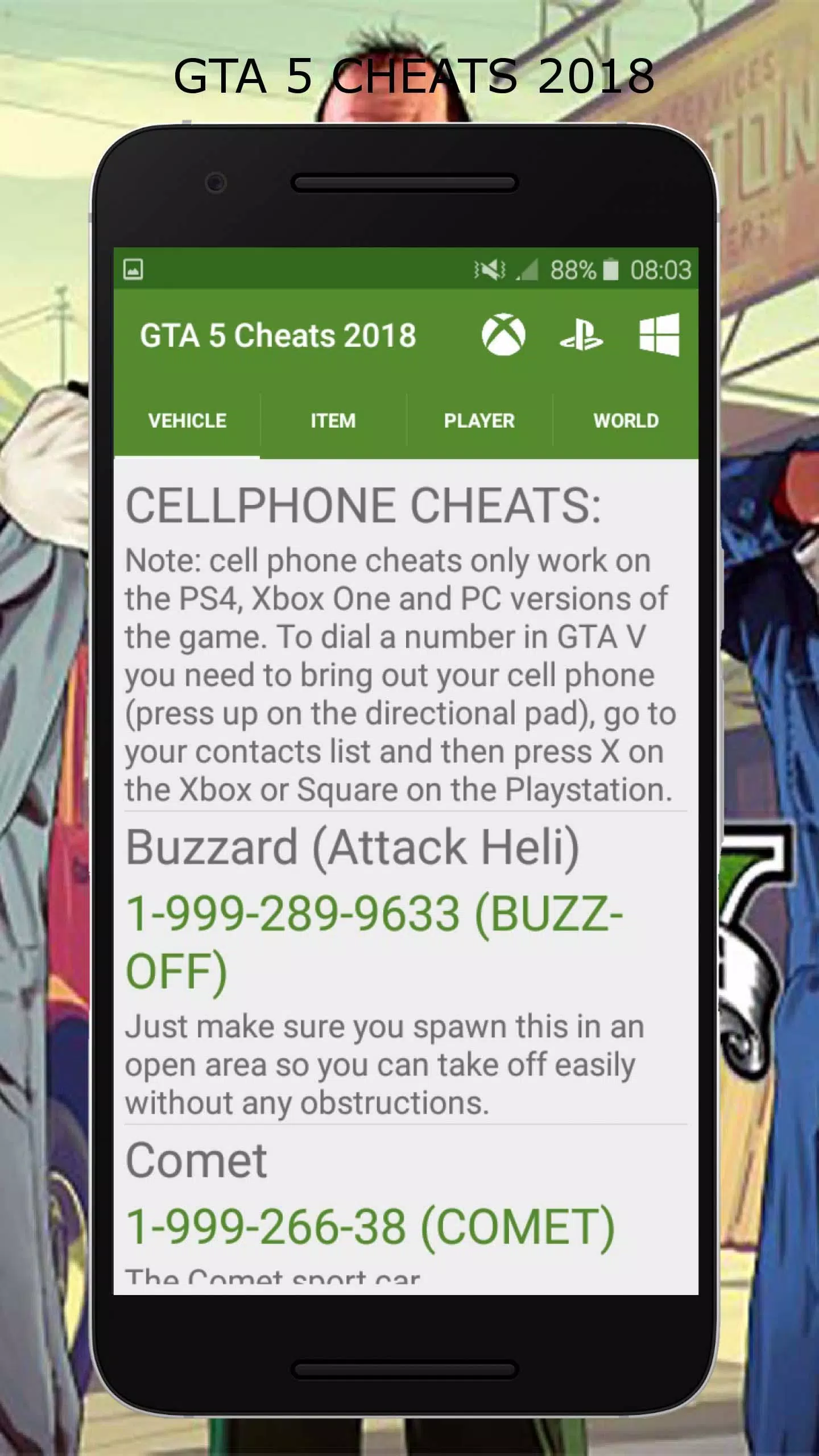 Descarga de APK de GTA 5 Cheats 2018 para Android