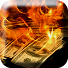 Dollars in Fire Live Wallpaper ícone