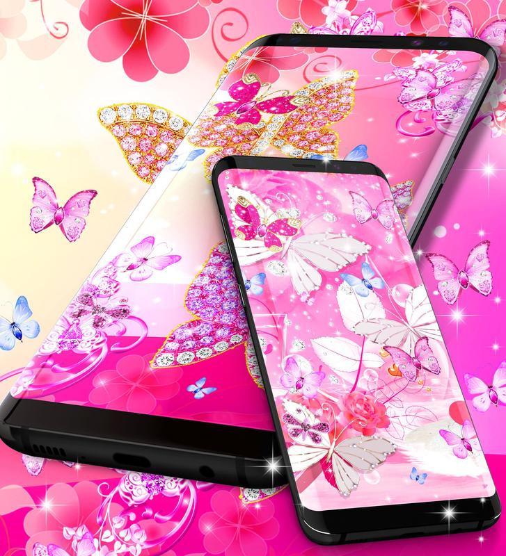 Diamond butterfly pink live wallpaper for Android - APK ...
