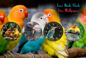 Love Birds Clock Live Wallpape Affiche