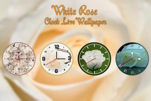 White Rose Clock Wallpaper Affiche