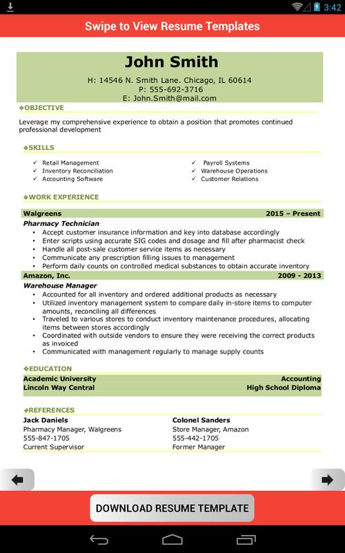 resume template creator free apk screenshot