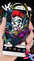 Poster Tema al Neon Skull Hip Hop