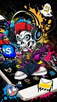 Hip Hop Skull Neon Theme captura de pantalla 1