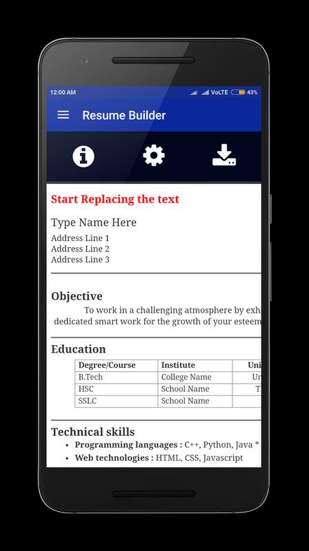 easy resume maker for fresher experienced format apk ダウンロード