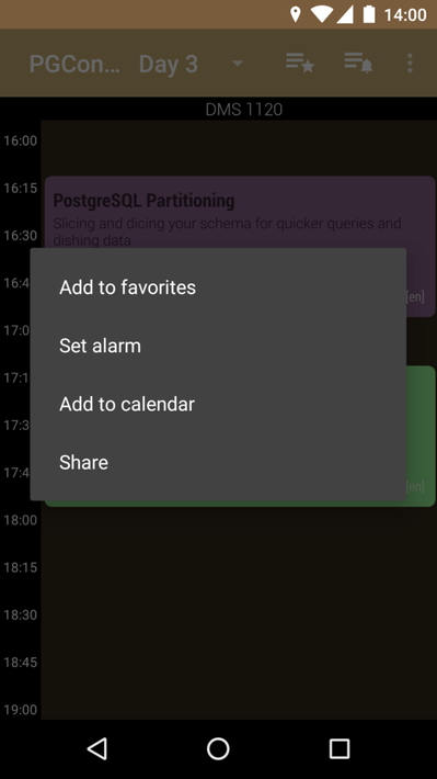 PGCon 2018 Schedule screenshot 2