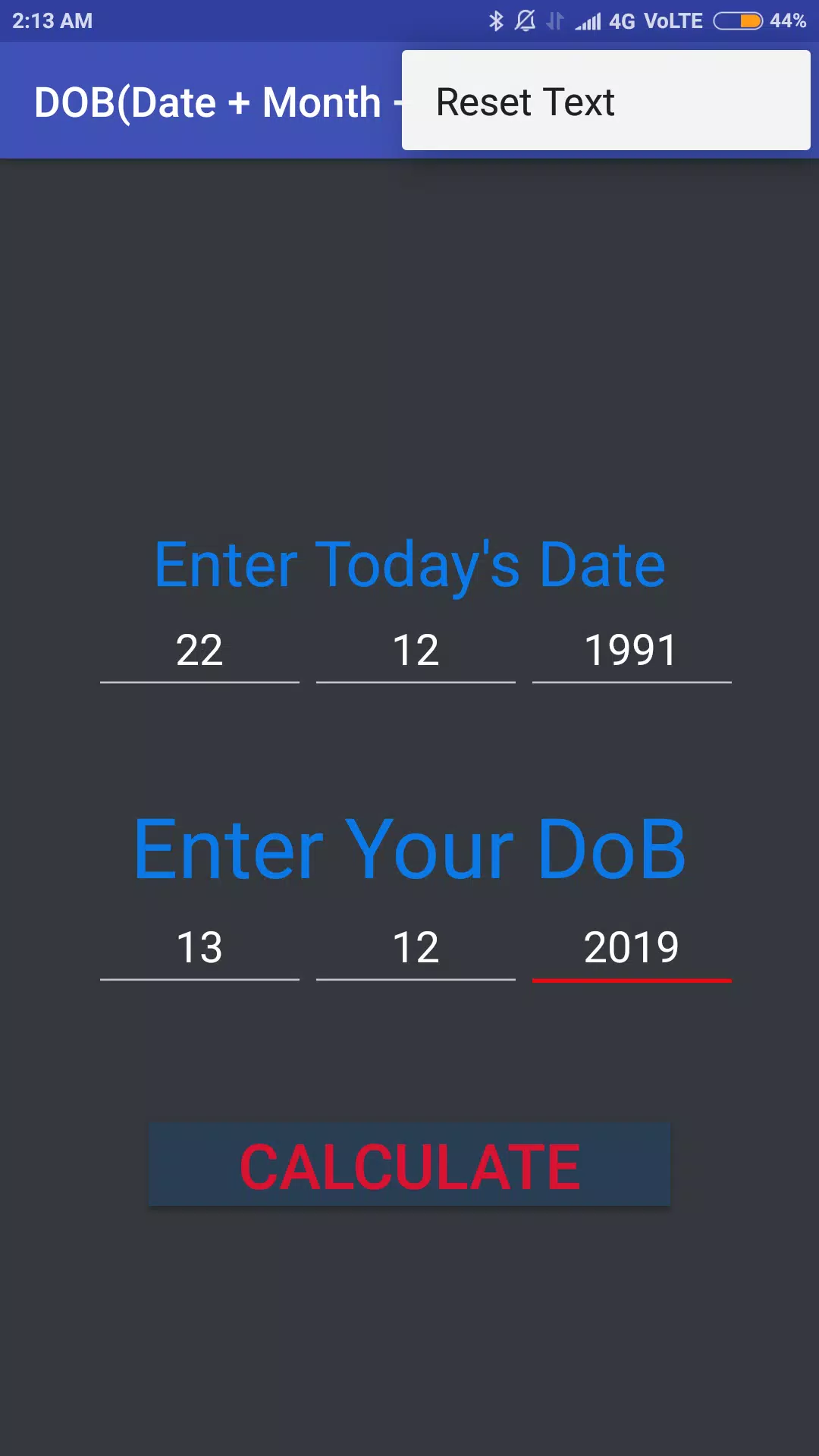 DoB(Date//Month//Year)Calculator APK for Android Download