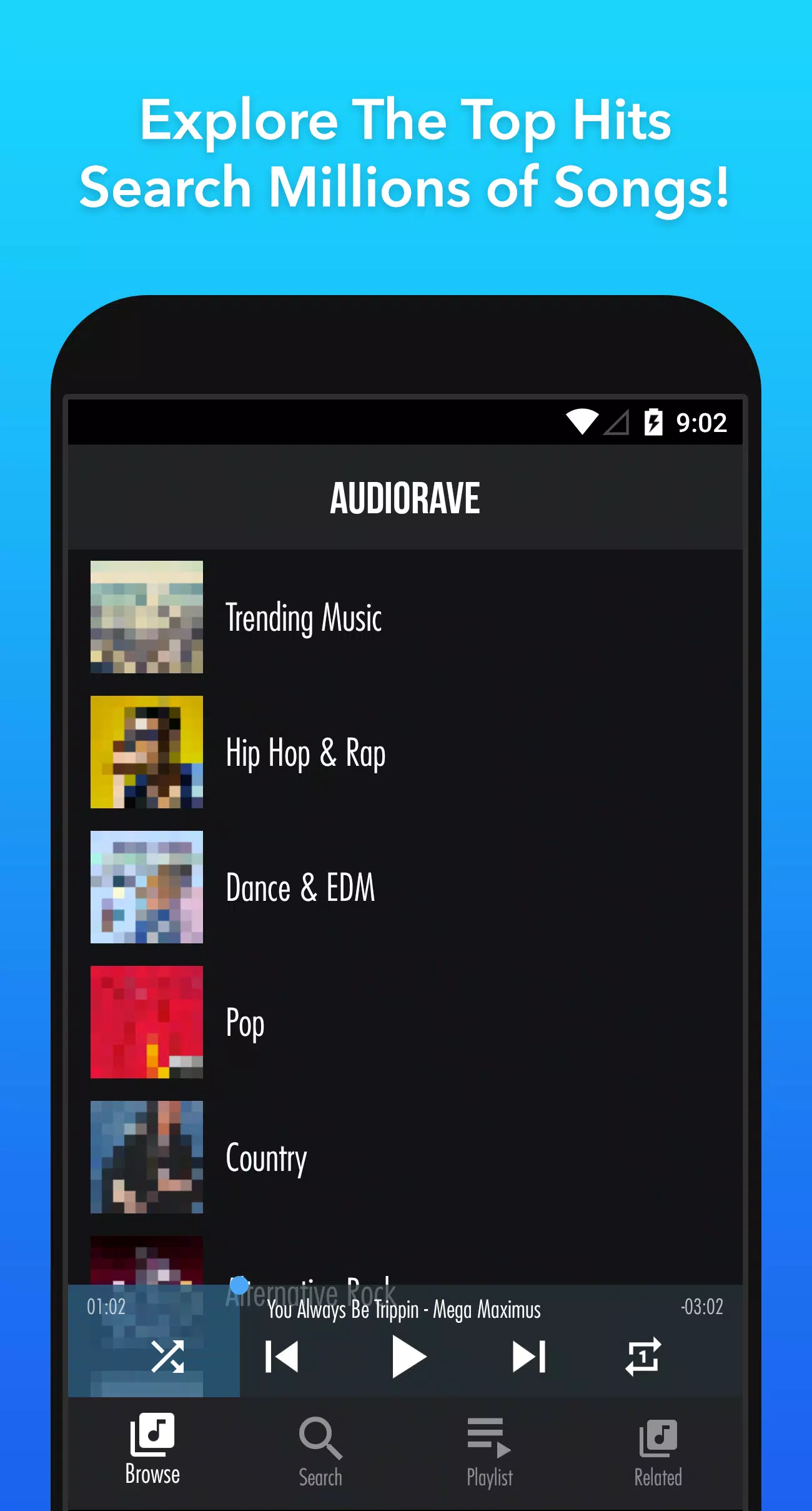Free Mp3 Music Streaming & Streamer - AudioRave APK pour Android Télécharger