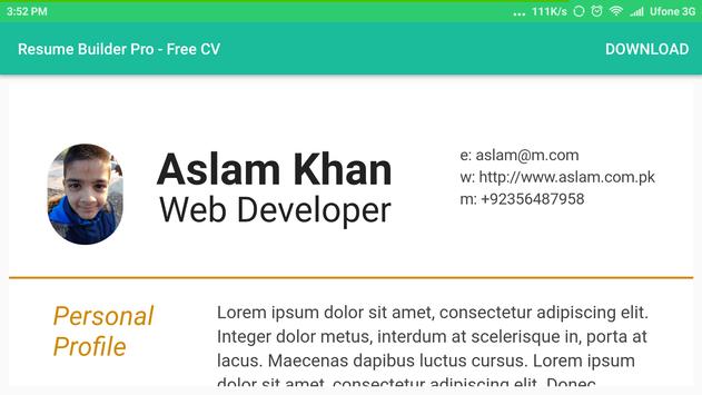 android 用の resume builder pro free cv apk をダウンロード