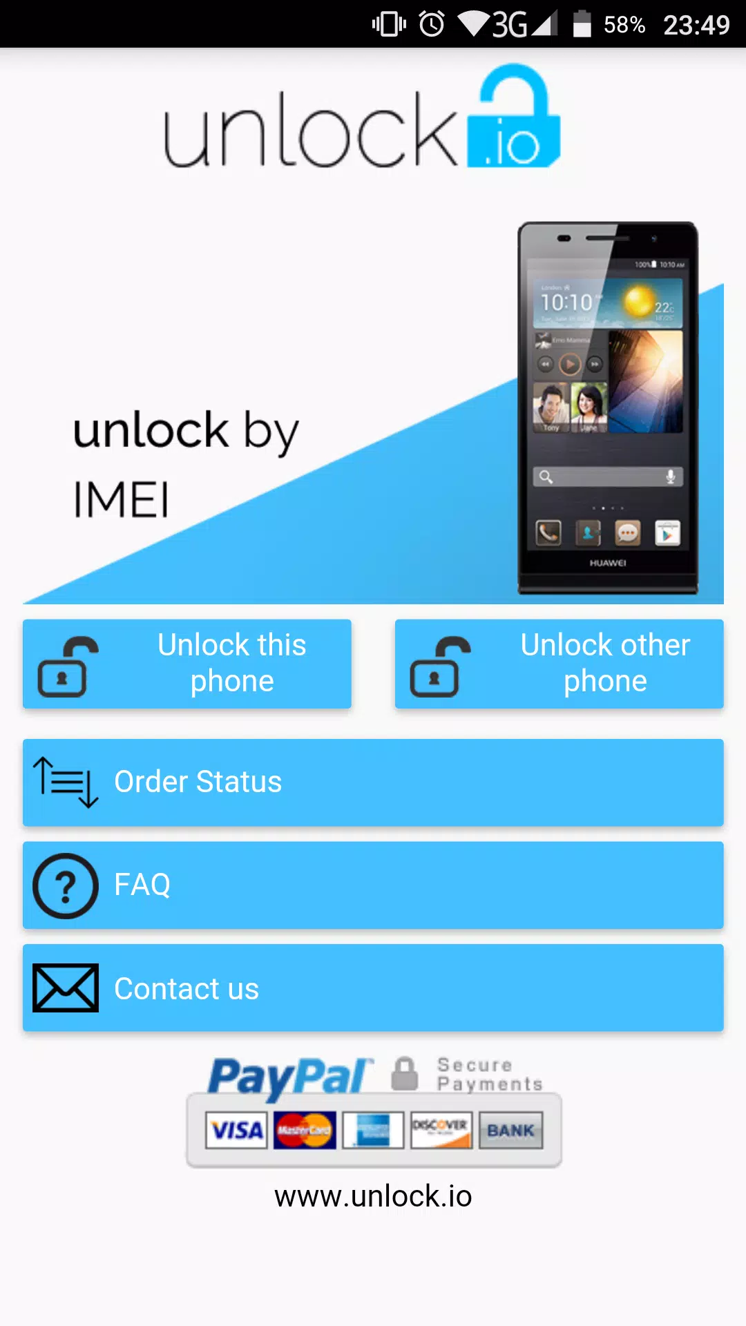 Descarga de APK de Liberar Huawei por código IMEI para Android