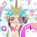 Thème de clavier licorne de crème pour des filles APK