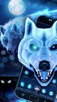 3D Ice White Wolf Theme Affiche