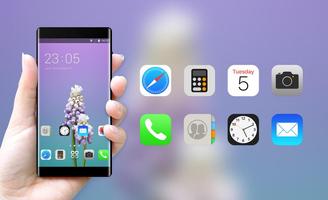 Theme for iPhone X: Purple Flower Icon Packs screenshot 3