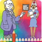 coloring doctor and nurse ícone