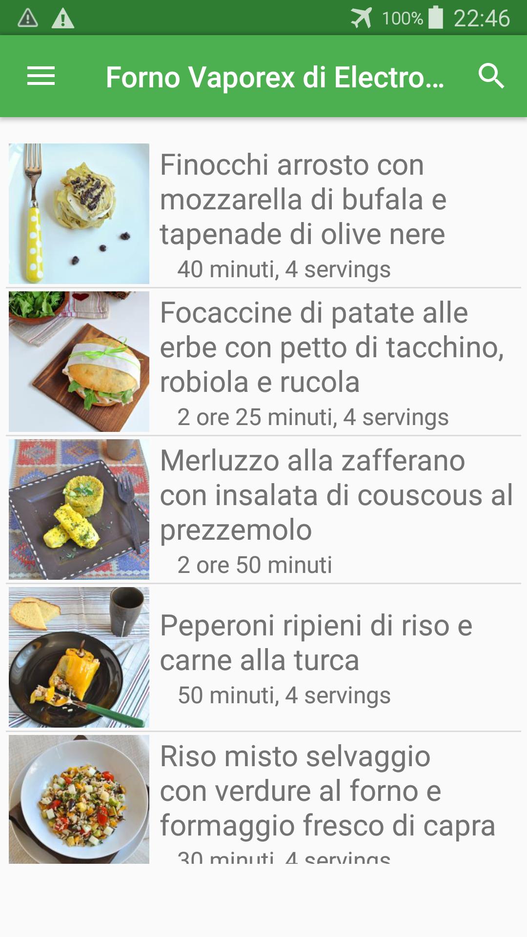 Forno Vaporex di Electrolux Rex ricette di cucina. APK for Android Download