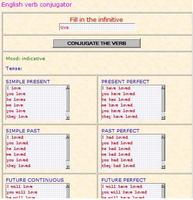English verb conjugator screenshot 2