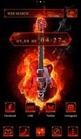 Stylish Theme Fire Guitar Affiche