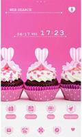 Cute Theme Pink Heart Cupcakes poster